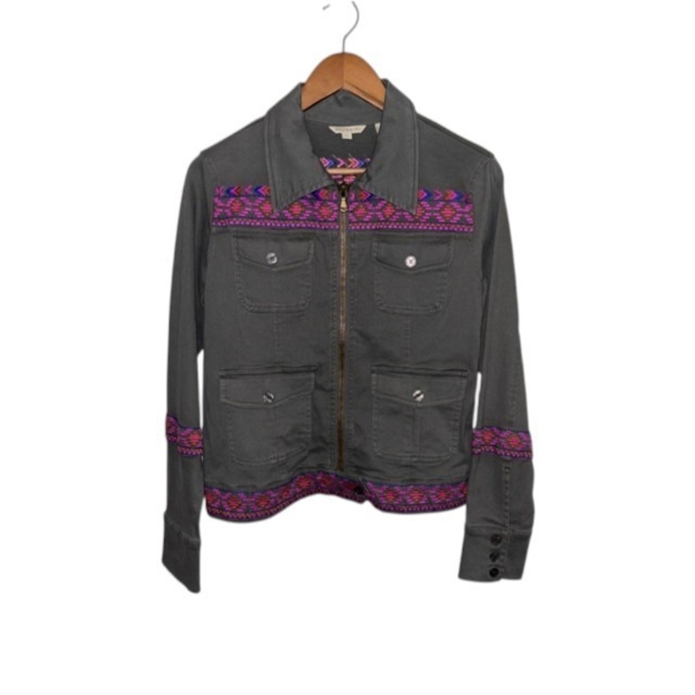 Stetsons Army Green Women's Embroidered Western Military Jacket Aztec BoHo Sz. M